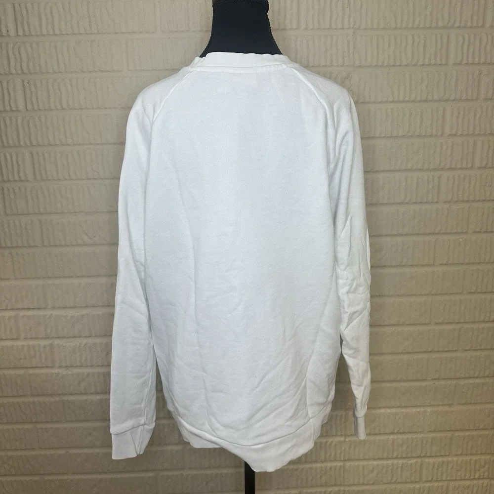 Adidas Tri Fold Logo Unisex Sweatshirt Size S White Crewneck Pullover‎ Cotton